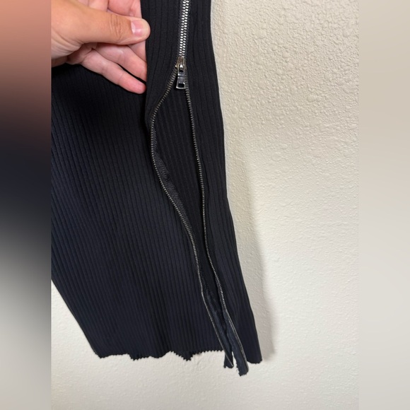 Cotton Citizens Ibiza Black Ribbed Midi Skirt Side Zipper Slit Small - Picture 7 of 10